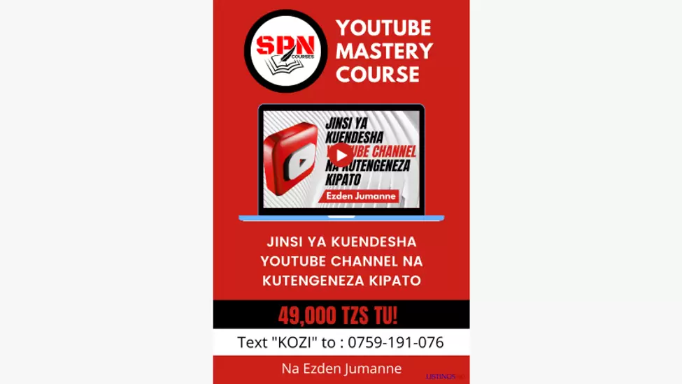 49,000 TSh Youtube channel mastery (swahili course)